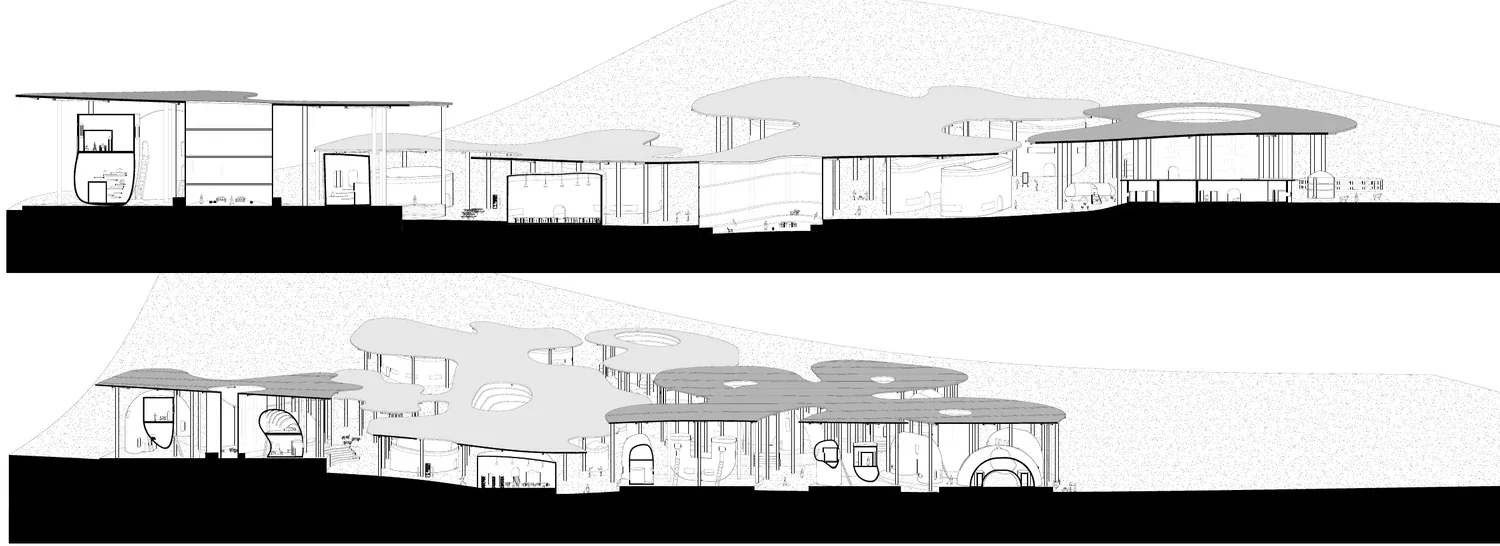 Longitudinal section through the campus