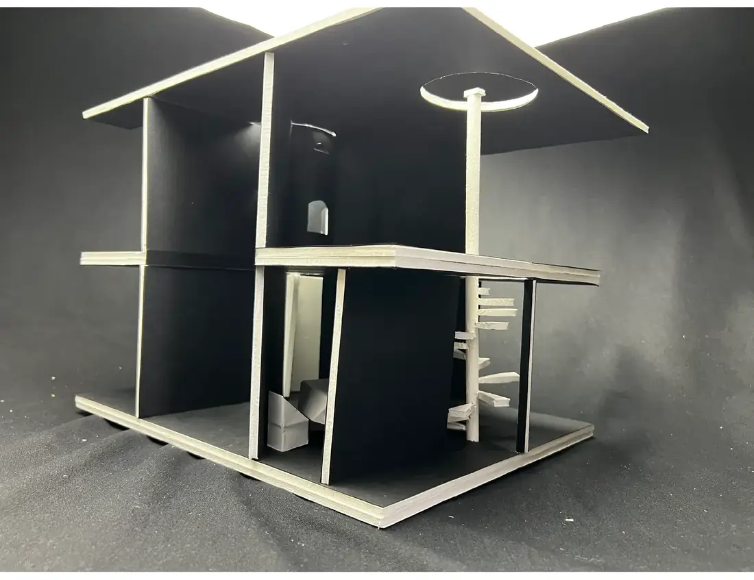Physical model showing the cone-shaped light wells