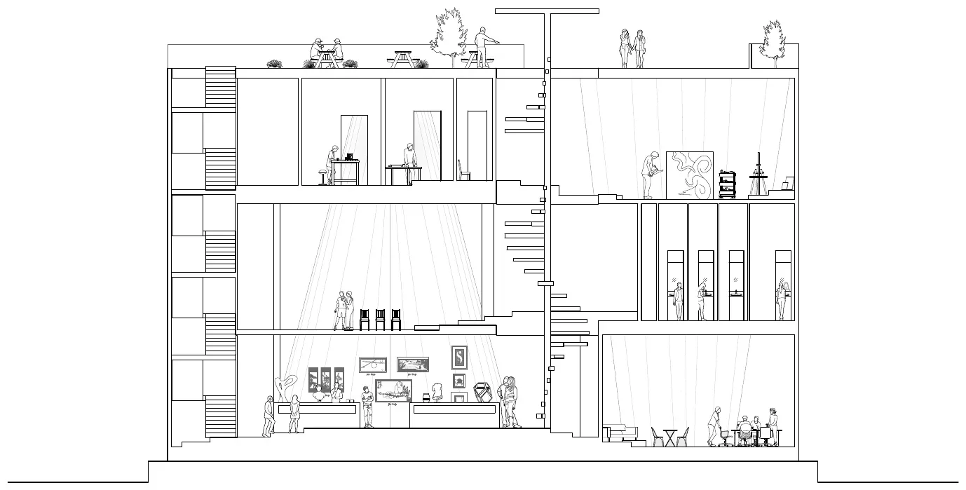 Section through the light wells