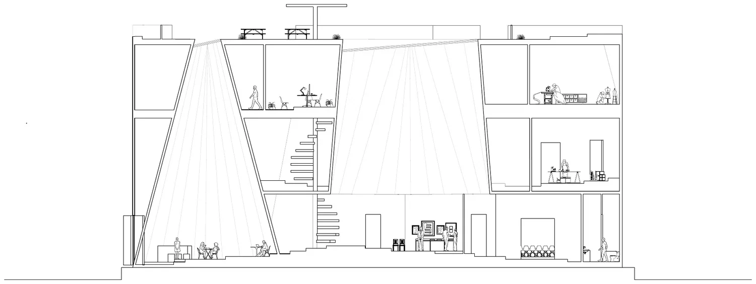 Second section showing floor topography and ceiling geometry