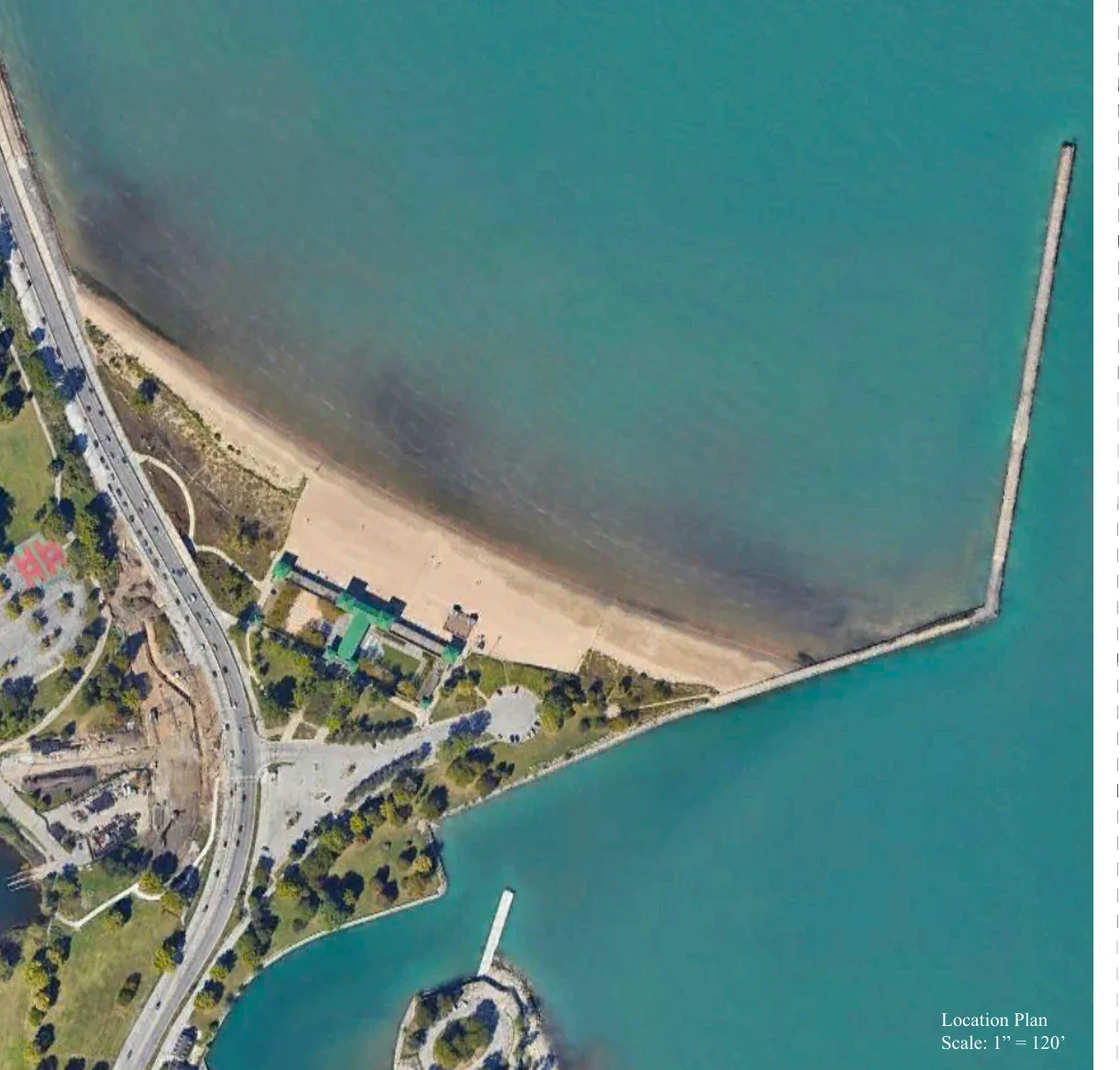 Location plan aerial, 1 inch = 120 feet