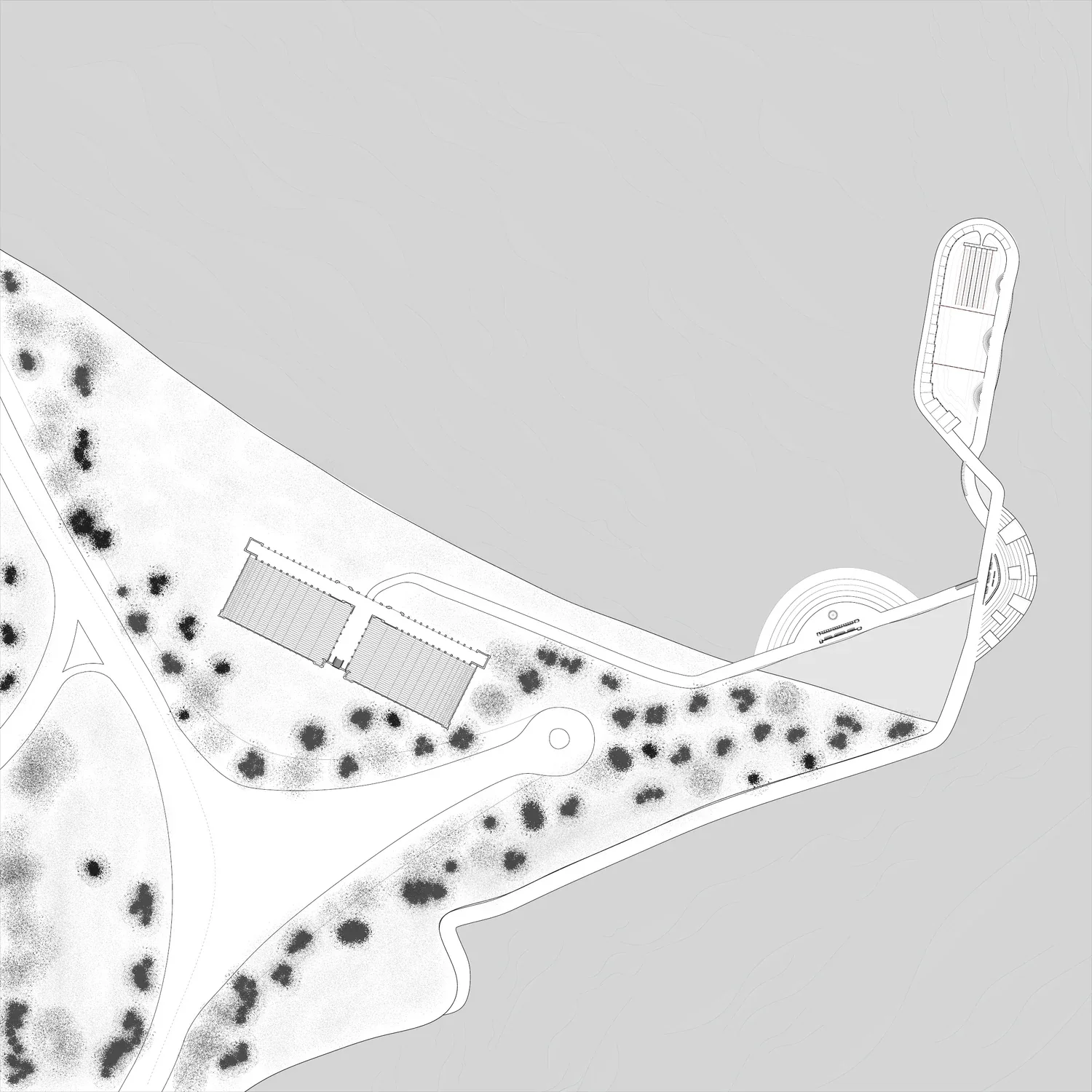 Section showing expansion and compression of the indoor and outdoor spaces