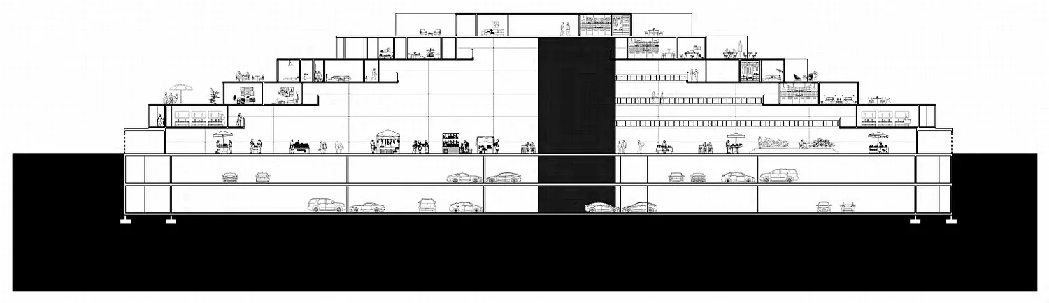 Section AA through the block