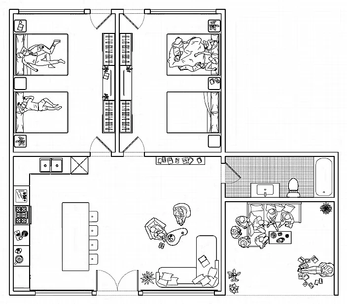 Unit plan, shared living