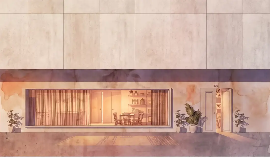 Render of shared life within the block