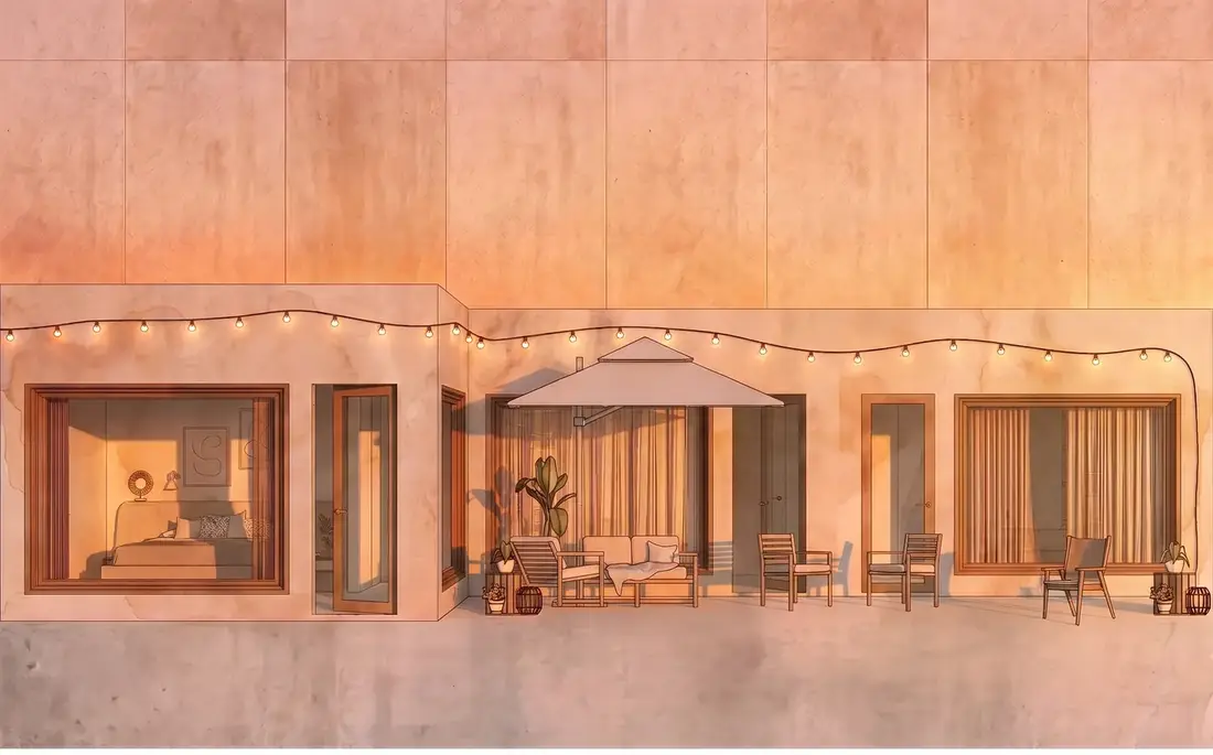 Render of residents in the shared spaces