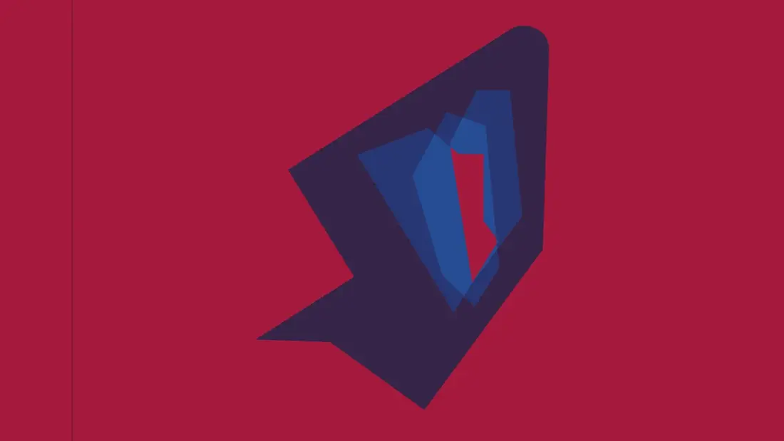 Graphic study of the final form, navy and blue on magenta