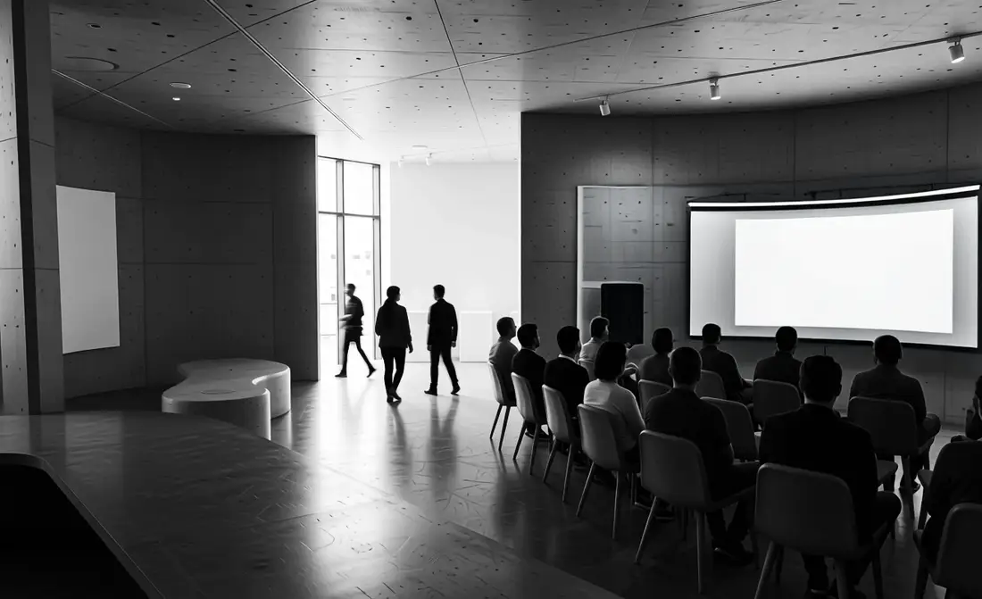 Render of the daylit screening lobby