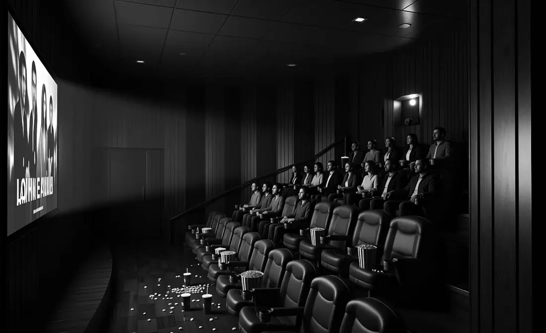 Render of the theater interior with the projection beam