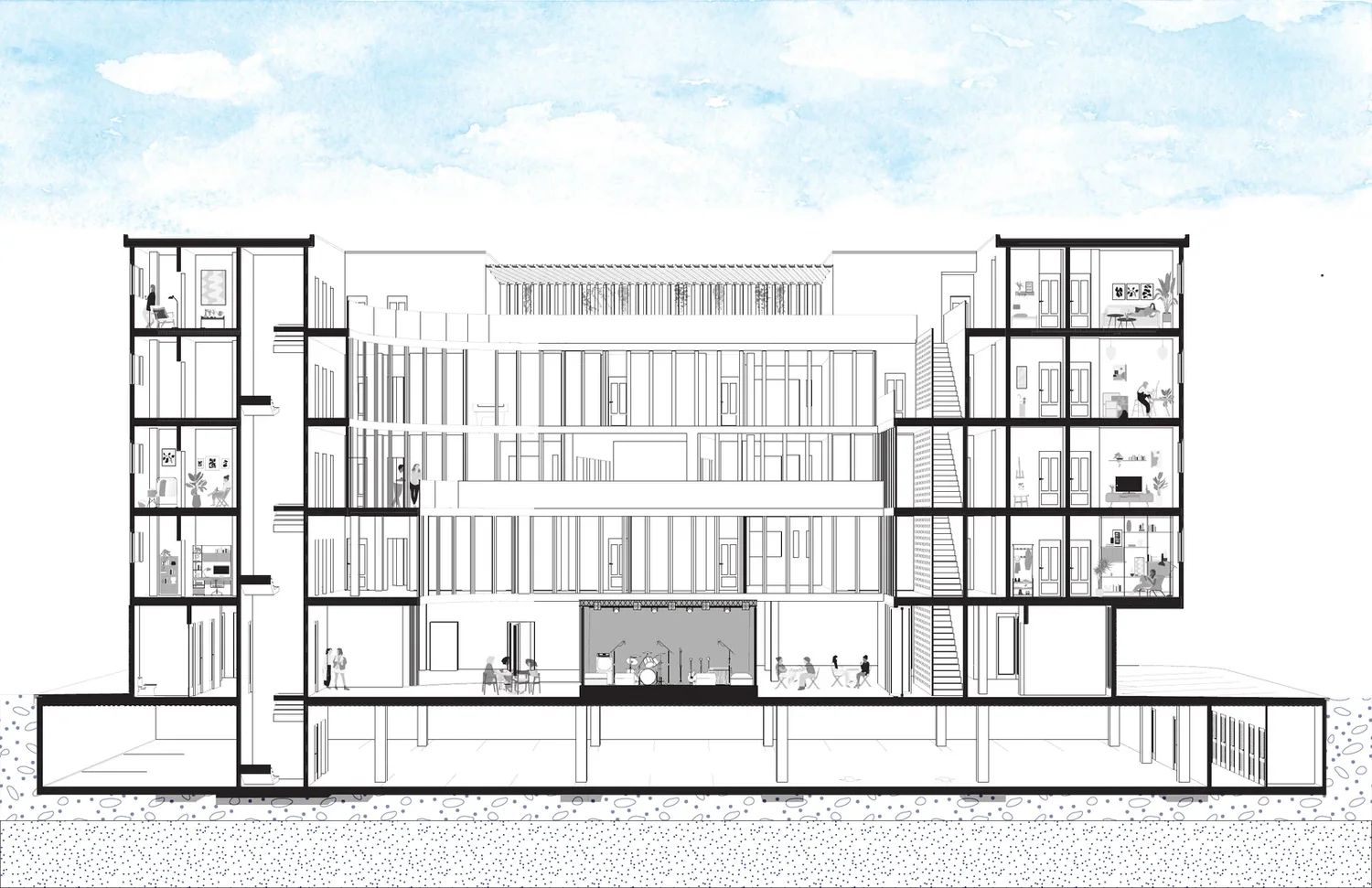 Section perspective through Harper Studios