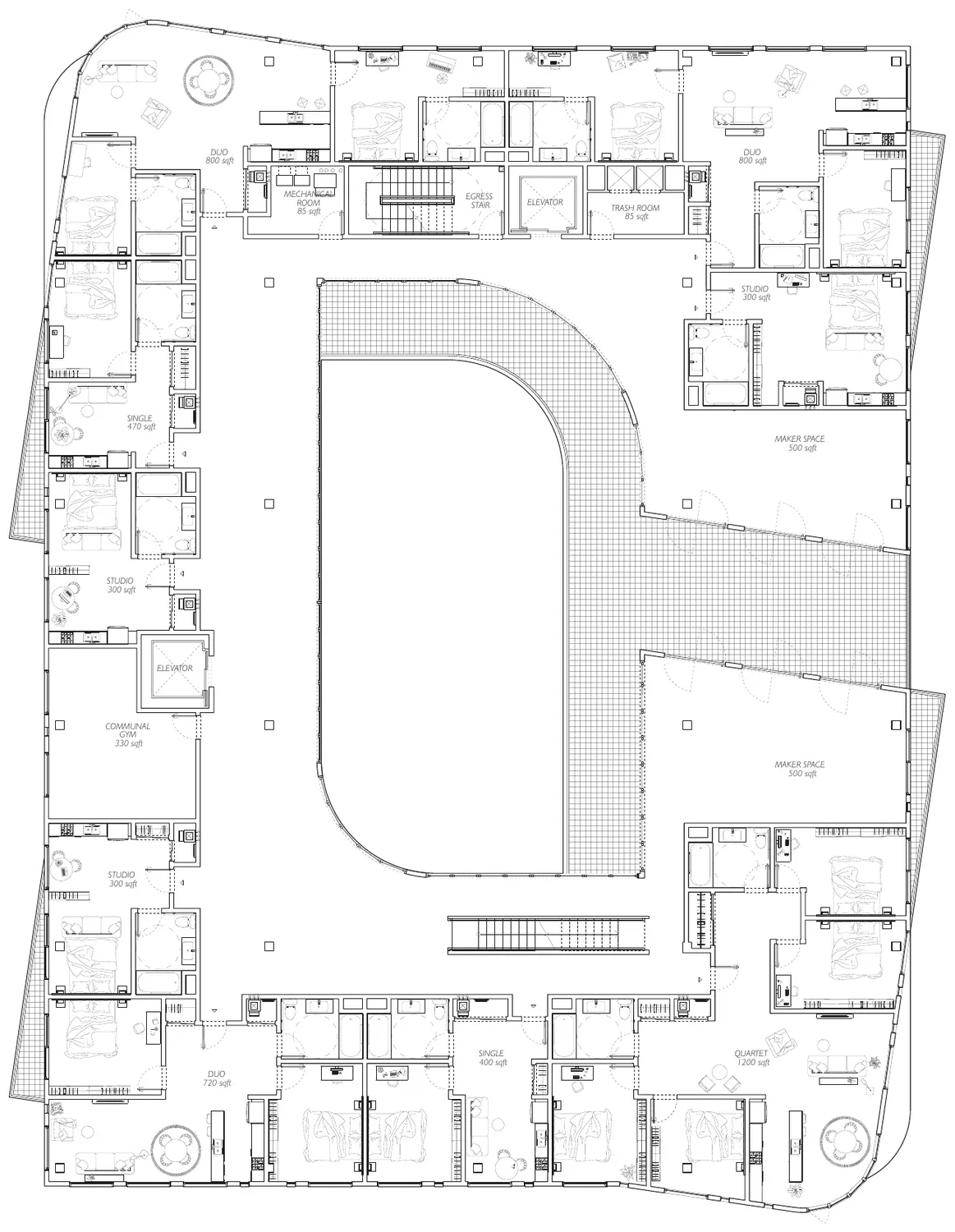 Upper live-work floor plan