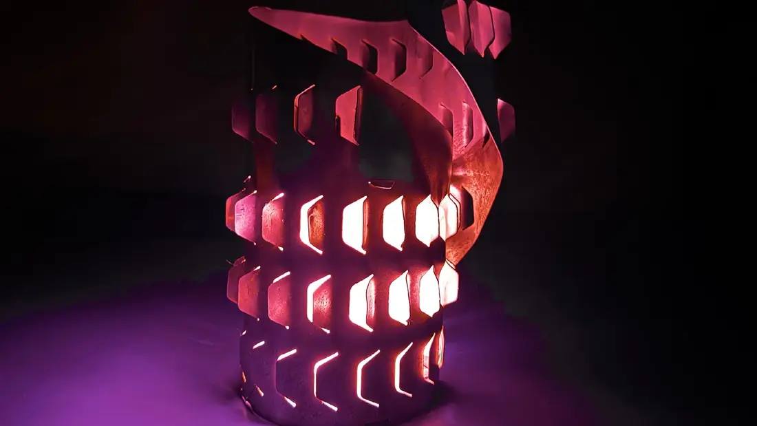 The installation lit in the dark